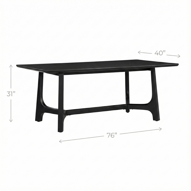 Maklaine Contemporary Rectangular Dining Table in Black Wood