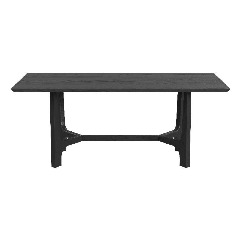 Maklaine Contemporary Rectangular Dining Table in Black Wood