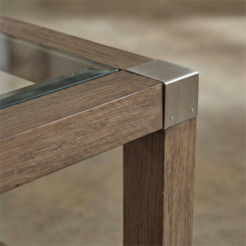 Maklaine Farmhouse Solid Wood Cocktail Table with Natural Cane Shelf