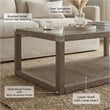 Maklaine Farmhouse Solid Wood Cocktail Table with Natural Cane Shelf