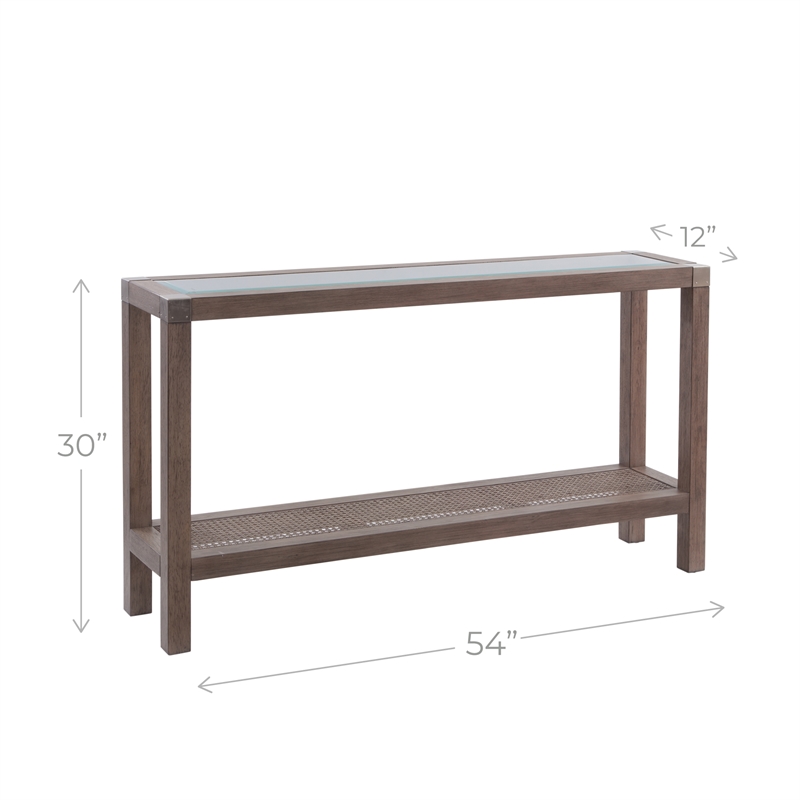 Maklaine Coastal Console Table in Natural Wire Brushed Mango Wood