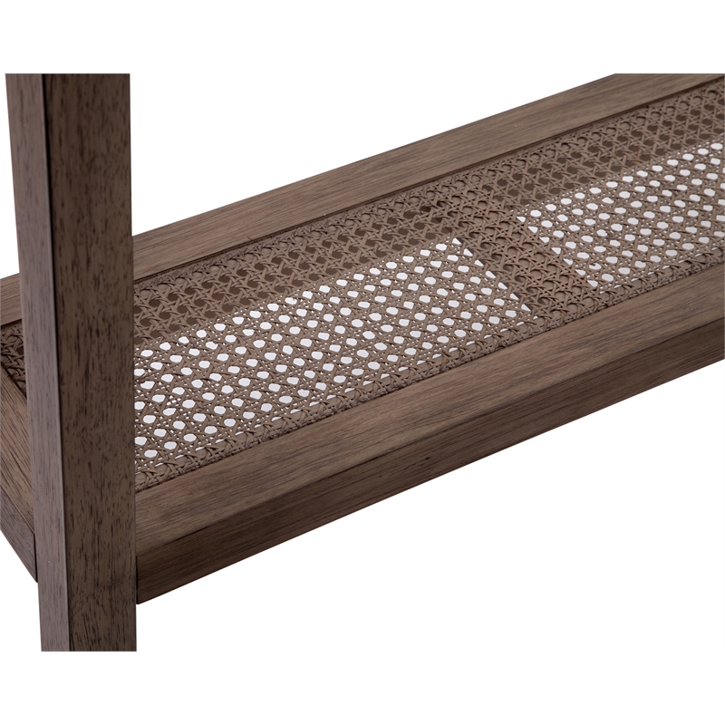 Maklaine Coastal Console Table in Natural Wire Brushed Mango Wood