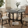 Maklaine Modern Round Tabletop Dining Table in Matte Black Wood
