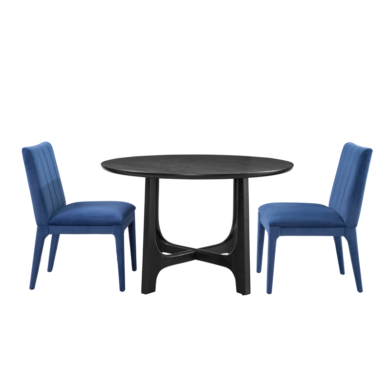 Maklaine Modern Round Tabletop Dining Table in Matte Black Wood