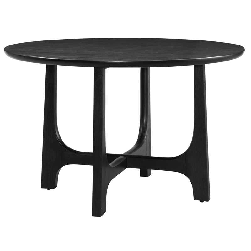 Maklaine Modern Round Tabletop Dining Table in Matte Black Wood