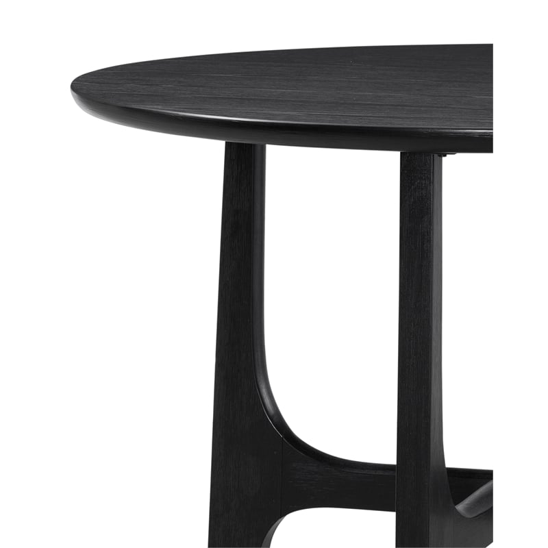 Maklaine Modern Round Tabletop Dining Table in Matte Black Wood