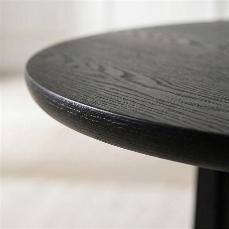 Maklaine Modern Round Tabletop Dining Table in Matte Black Wood