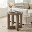Maklaine Rustic Farmhouse Round Top End Table in Natural Mindi Wood