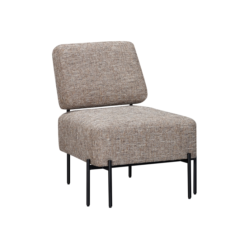 Maklaine Modern Upholstered Walnut Accent Chair with Black Metal Legs