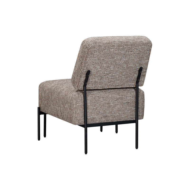 Maklaine Modern Upholstered Walnut Accent Chair with Black Metal Legs