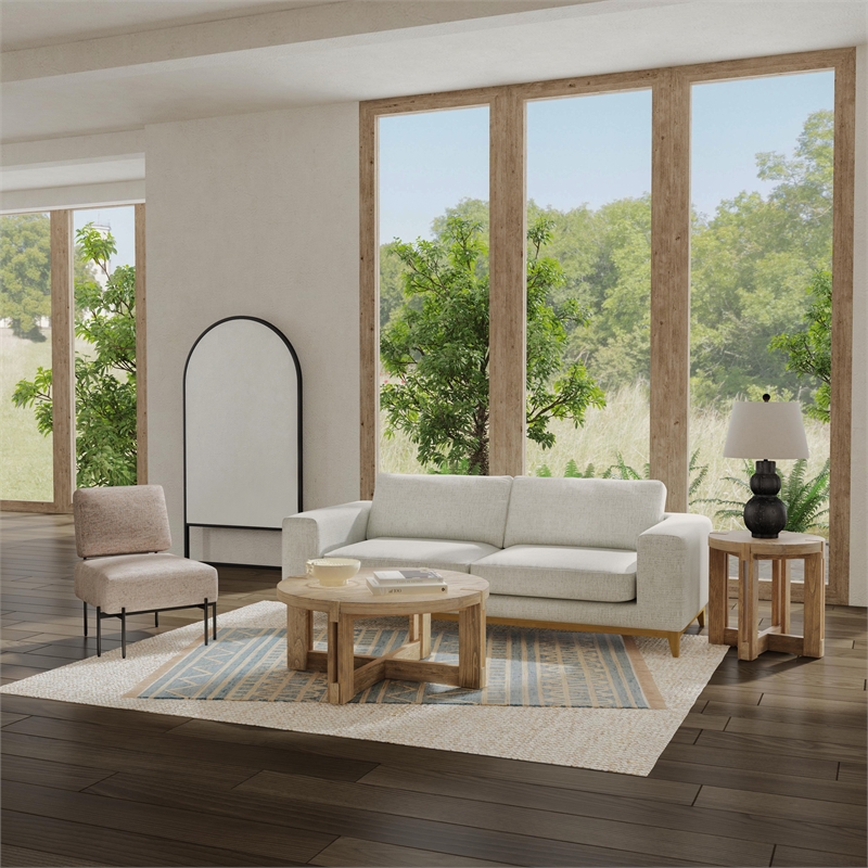 Maklaine Modern Upholstered Walnut Accent Chair with Black Metal Legs