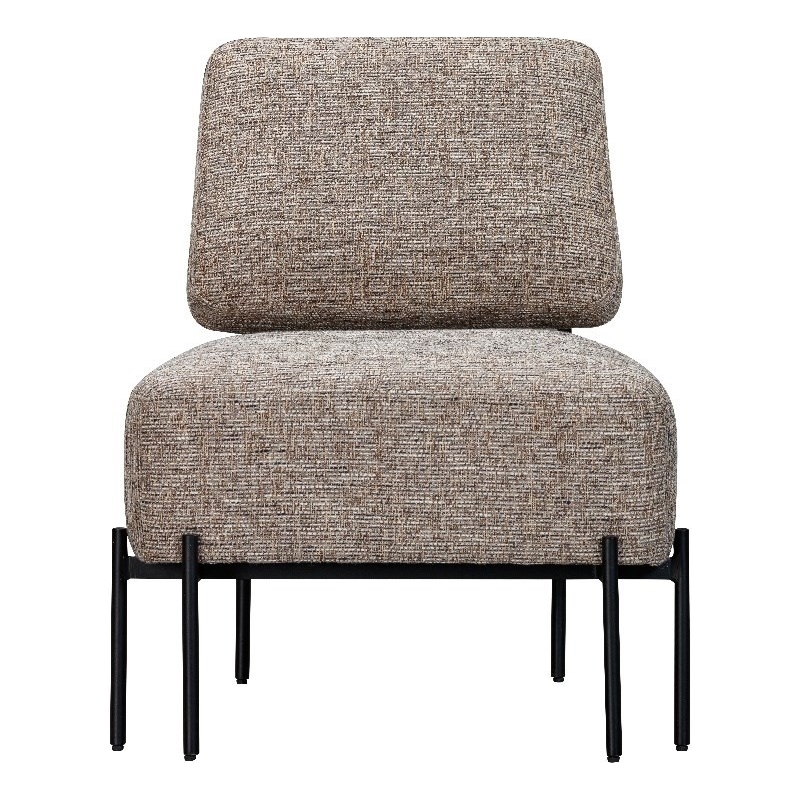 Maklaine Modern Upholstered Walnut Accent Chair with Black Metal Legs