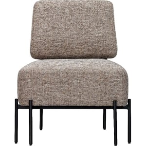 Maklaine Modern Upholstered Walnut Accent Chair with Black Metal Legs