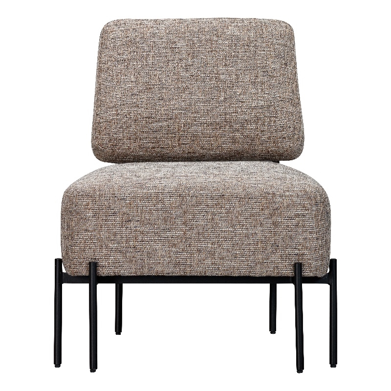 Maklaine Modern Upholstered Walnut Accent Chair with Black Metal Legs