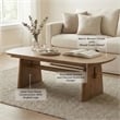 Maklaine Contemporary Accent Solid Pine Wood Coffee Table in Brown
