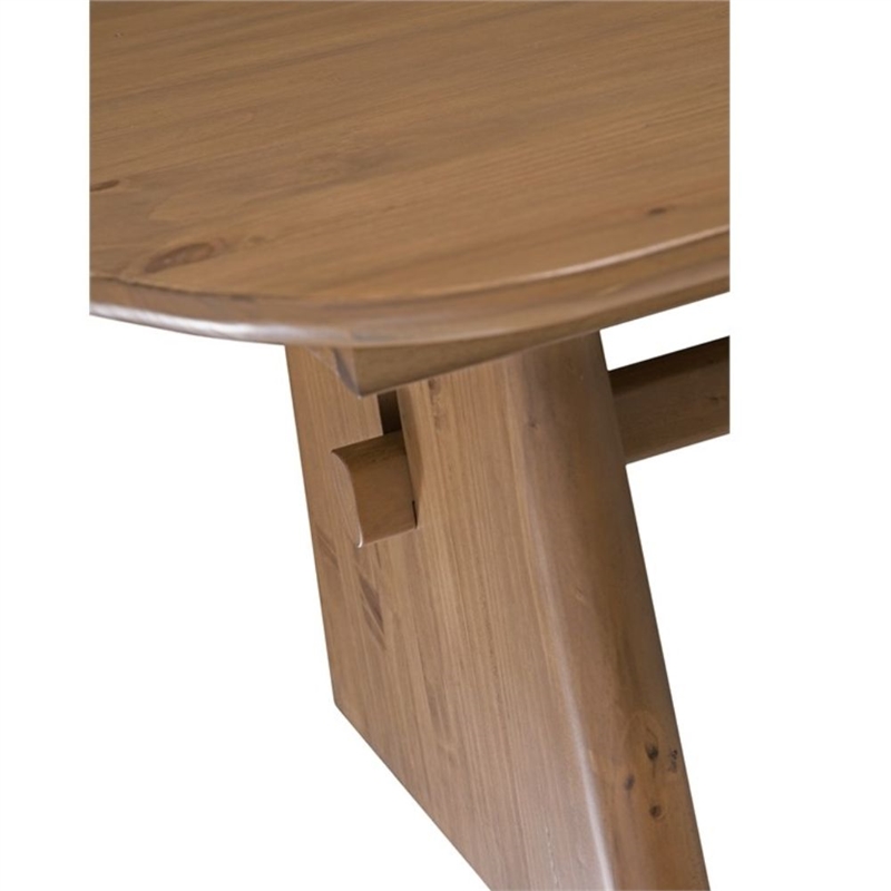 Maklaine Contemporary Accent Solid Pine Wood Coffee Table in Brown