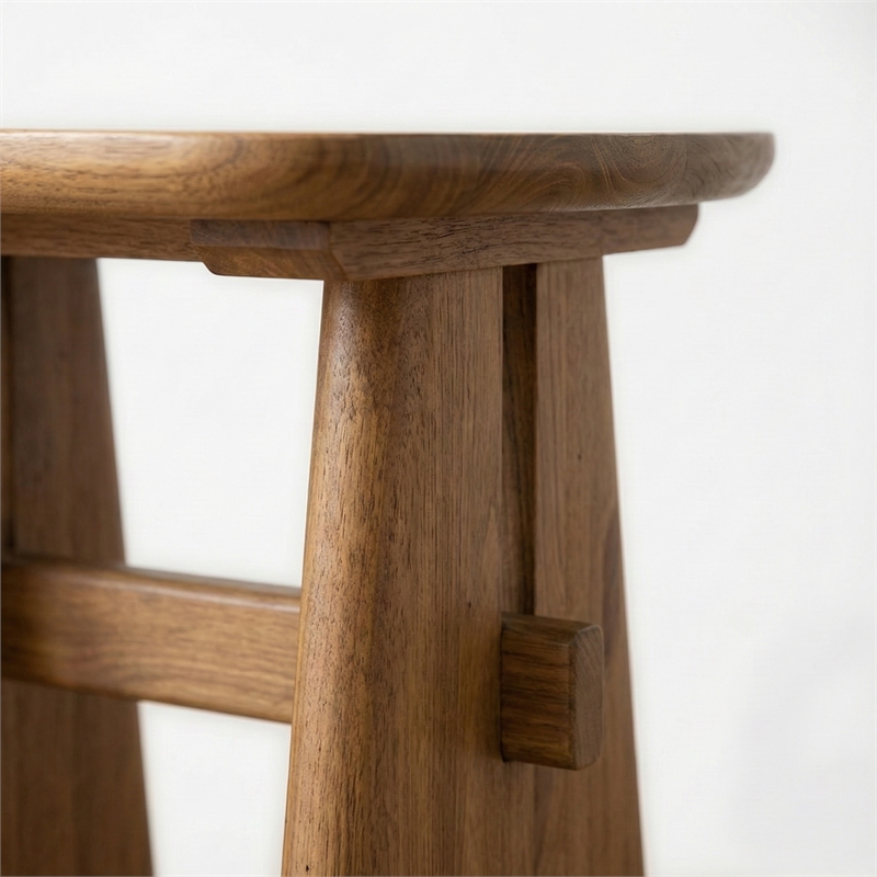 Maklaine Contemporary Solid Pine Wood End Table in Brown Finish