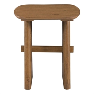Maklaine Contemporary Solid Pine Wood End Table in Brown Finish