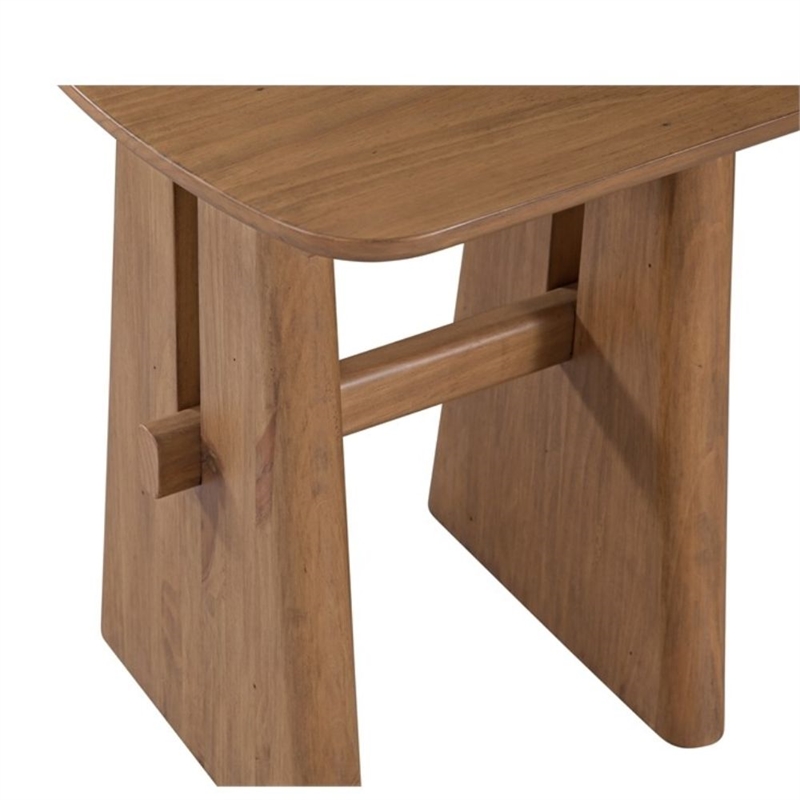 Maklaine Contemporary Solid Pine Wood End Table in Brown Finish