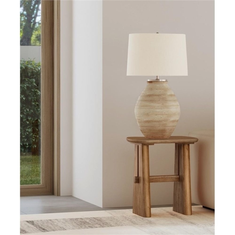 Maklaine Contemporary Solid Pine Wood End Table in Brown Finish