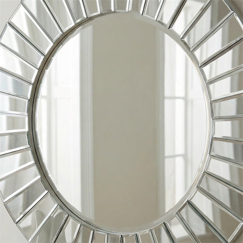 Maklaine Contemporary Wall Mirror With Bevel Glass Frame in Clear