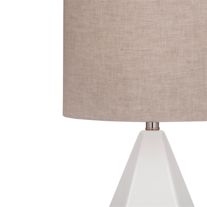 Maklaine Modern White Ceramic Table Lamp With Beige Drum Shade