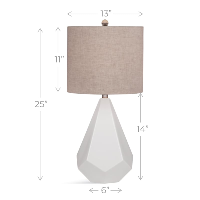 Maklaine Modern White Ceramic Table Lamp With Beige Drum Shade