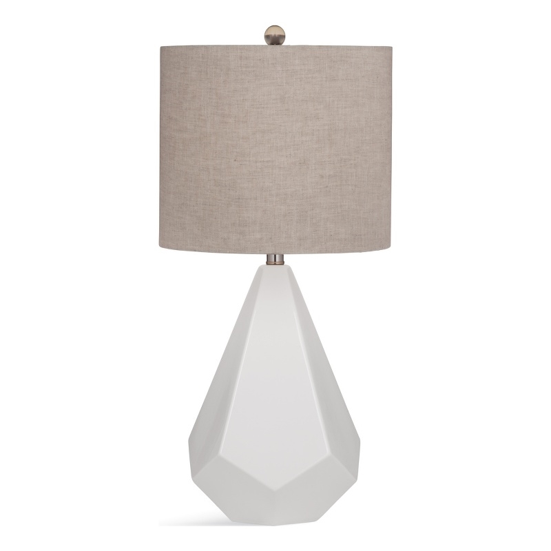 Maklaine Modern White Ceramic Table Lamp With Beige Drum Shade