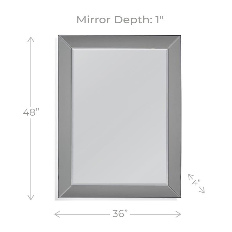 Maklaine Traditional Rectangular Smoked Glass Frame Wall Mirror