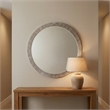 Maklaine Contemporary Round Antique Silver Resin Wall Mirror