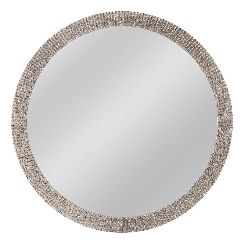 Maklaine Contemporary Round Antique Silver Resin Wall Mirror