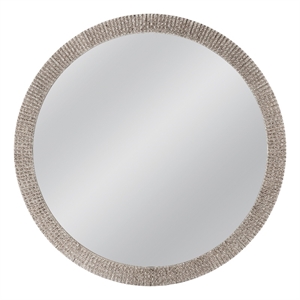 Maklaine Contemporary Round Antique Silver Resin Wall Mirror