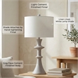 Maklaine Contemporary Table Lamp With Drum Shade in Gray Resin