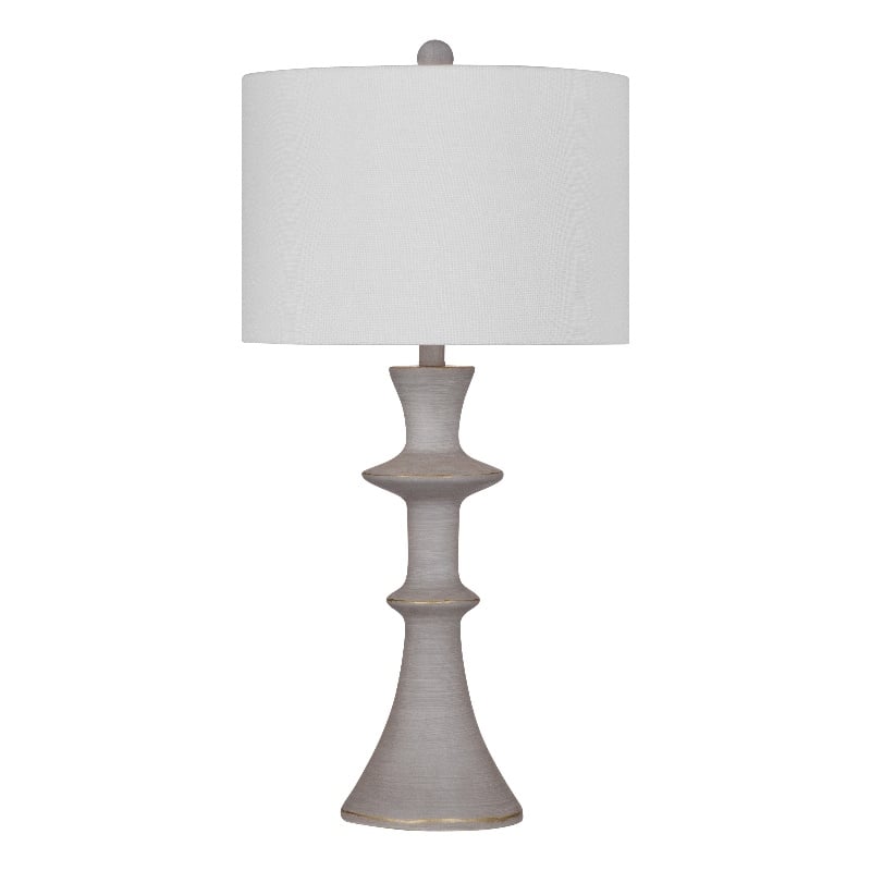 Maklaine Contemporary Table Lamp With Drum Shade in Gray Resin
