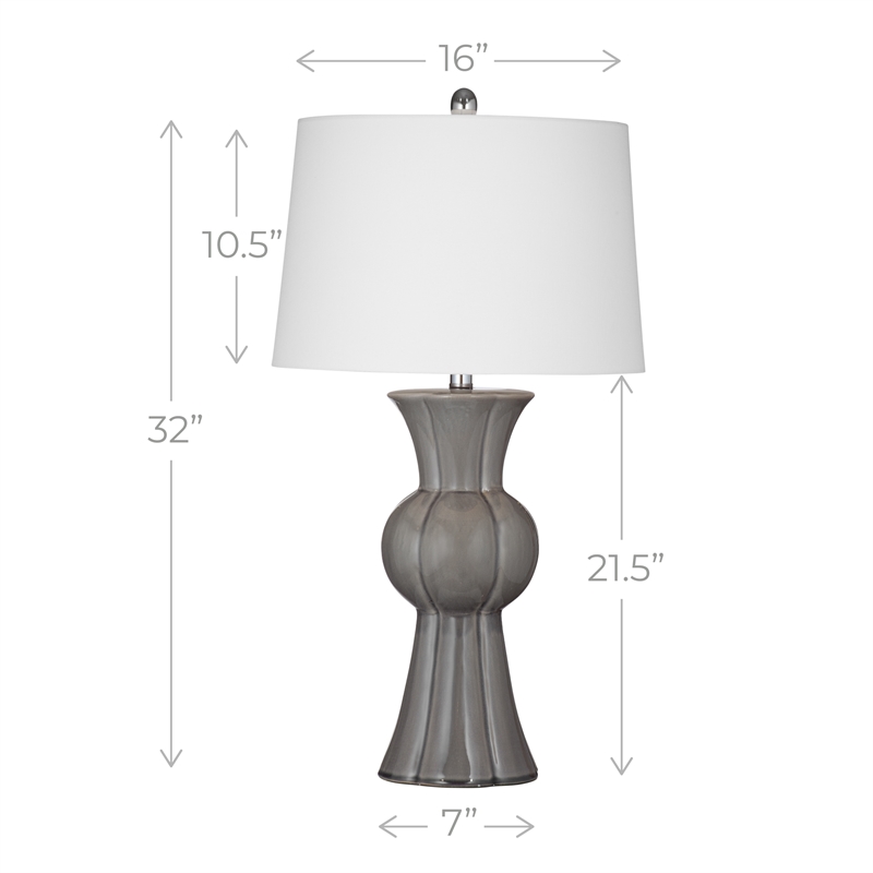 Maklaine Traditional Grey Ceramic Table Lamp With Tapered Drum Shade