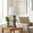 Maklaine Traditional Grey Ceramic Table Lamp With Tapered Drum Shade
