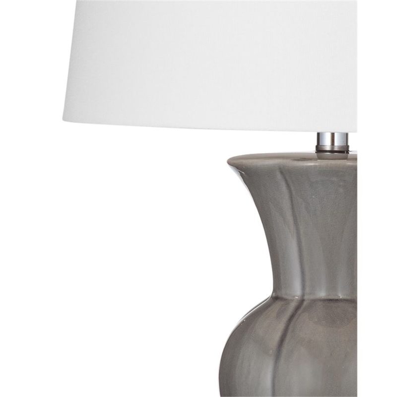 Maklaine Traditional Grey Ceramic Table Lamp With Tapered Drum Shade