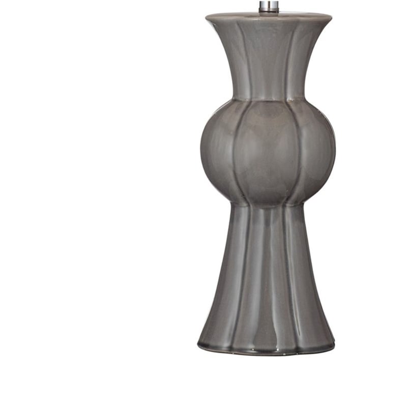 Maklaine Traditional Grey Ceramic Table Lamp With Tapered Drum Shade