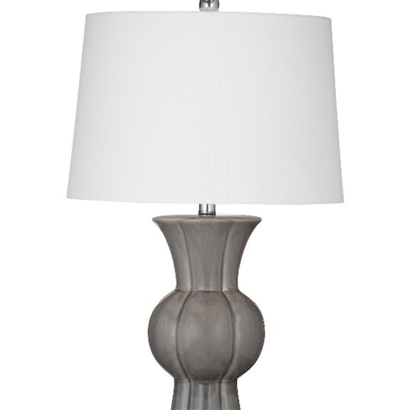 Maklaine Traditional Grey Ceramic Table Lamp With Tapered Drum Shade