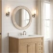 Maklaine Coastal Hand-built Round Carved Wood Frame Wall Mirror