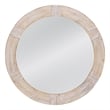 Maklaine Coastal Hand-built Round Carved Wood Frame Wall Mirror