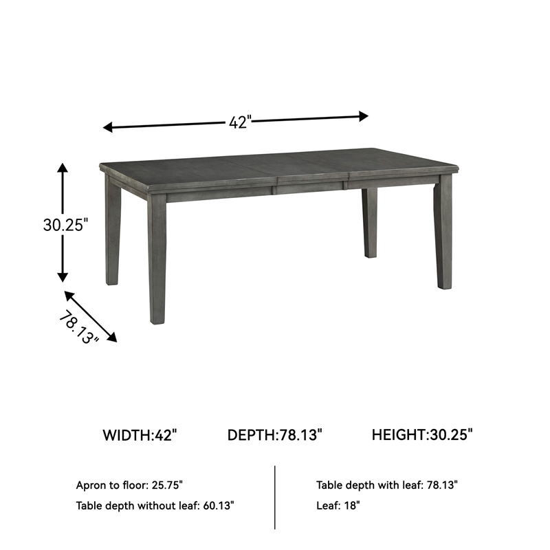 Maklaine Set of 8 Gray Wood Dining Extension Table & Server & Side Chairs