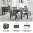 Maklaine Set of 8 Gray Wood Dining Extension Table & Server & Side Chairs