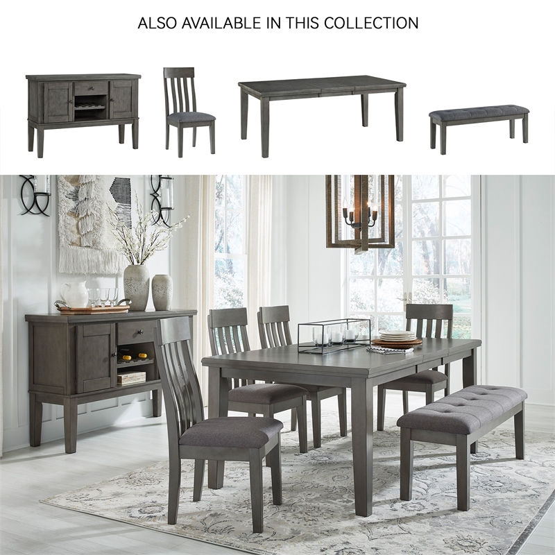 Maklaine Set of 8 Gray Wood Dining Extension Table & Server & Side Chairs