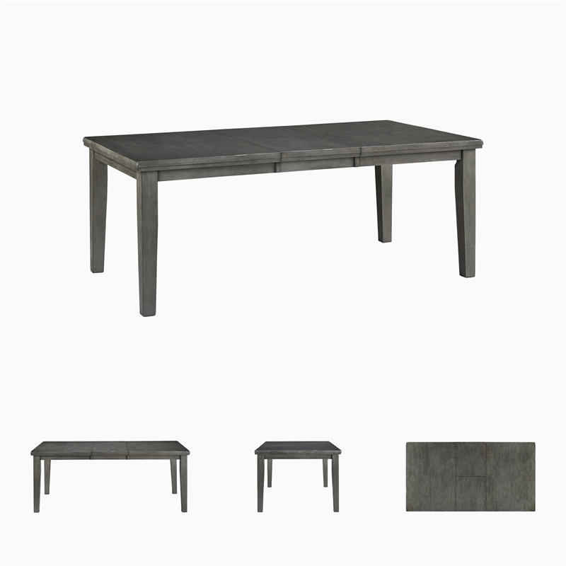Maklaine Set of 8 Gray Wood Dining Extension Table & Server & Side Chairs