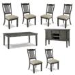 Maklaine Set of 8 Gray Wood Dining Extension Table & Server & Side Chairs