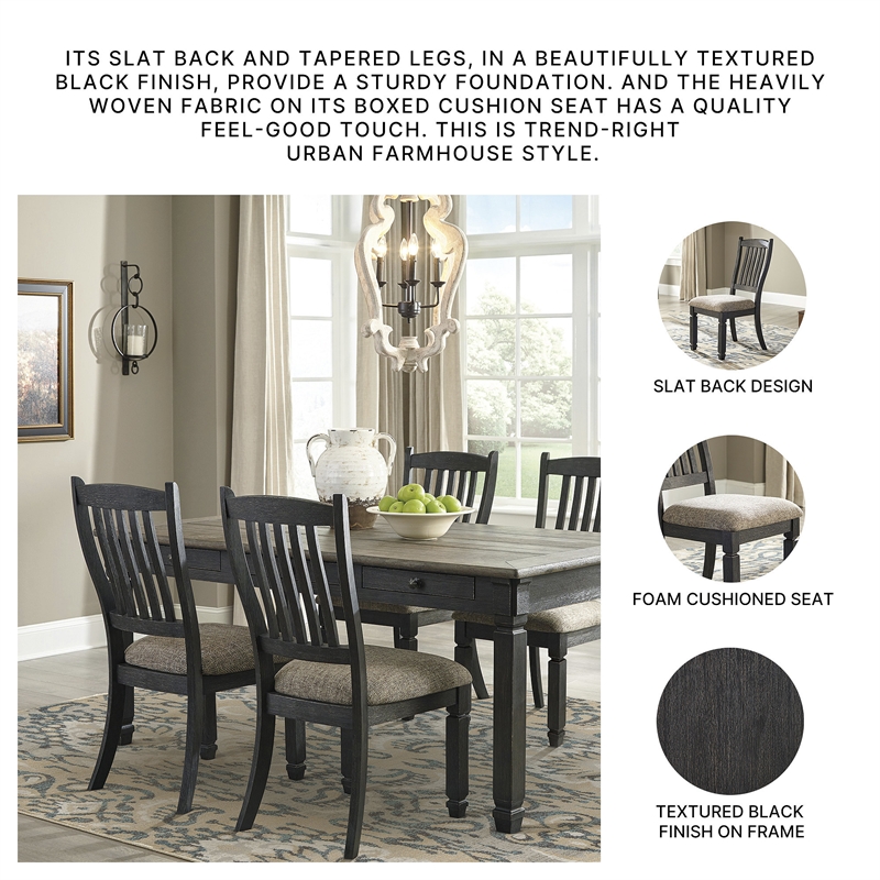 Maklaine Set of 6 Gray Wood Dining Extension Table & Server & Side Chairs