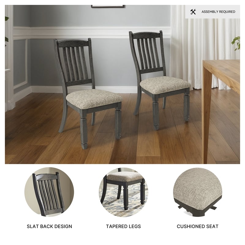 Maklaine Set of 6 Gray Wood Dining Extension Table & Server & Side Chairs