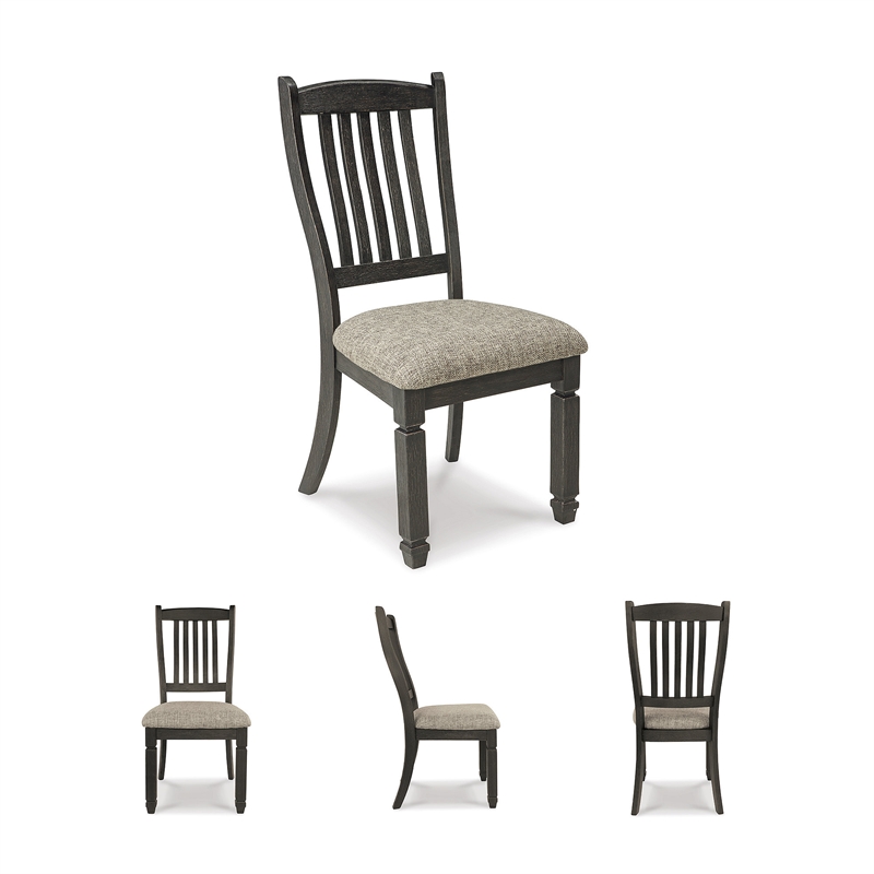Maklaine Set of 6 Gray Wood Dining Extension Table & Server & Side Chairs