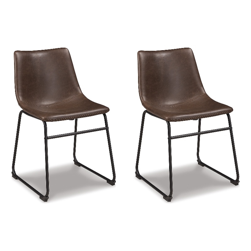 Maklaine Set of 3 Brown Counter Height Dining Table & Faux Leather Side Chairs